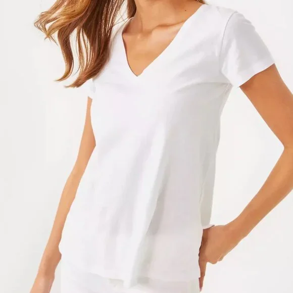 Lilly Pulitzer Meredith Tee White V-Neck Size Small NWOT - Picture 1 of 5